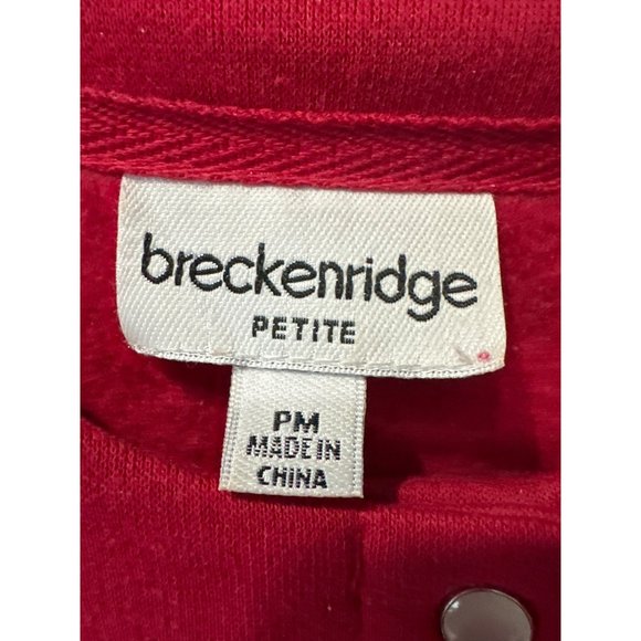 VTG Breckenridge women’s Petite M red fleece lined pearl snap appliqué cardigan - Picture 3 of 8